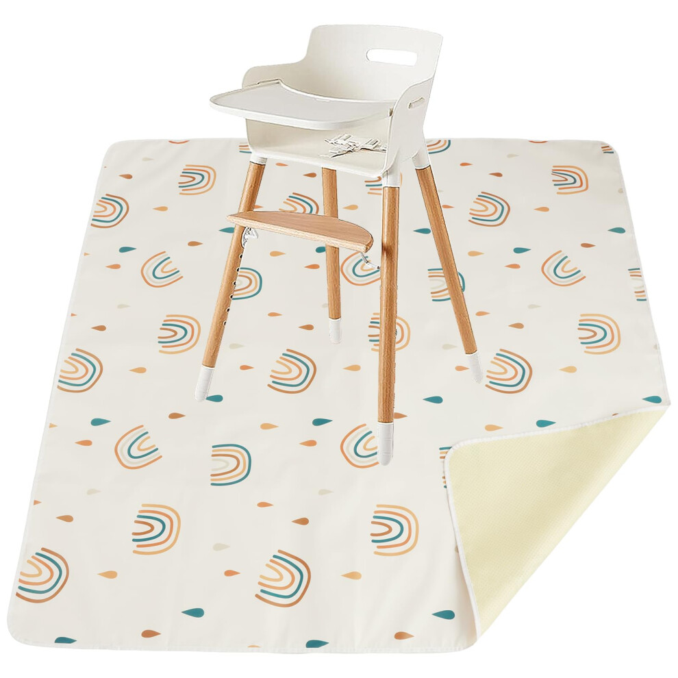 High Chair Splash Mat 110110Cm Waterproof Non-Slip Baby Splat Mat Portable High Chair Feeding Mat Reusable Baby Spill Mat High Chair Floor Mat For Pandahug