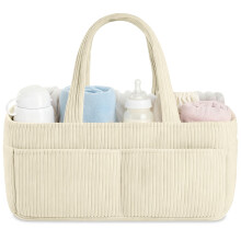 HAGOT Nappy Caddy, Baby Diaper Caddy Organizer, Foldable Bag Organizer with Compartments for Mum to Be (Cream)