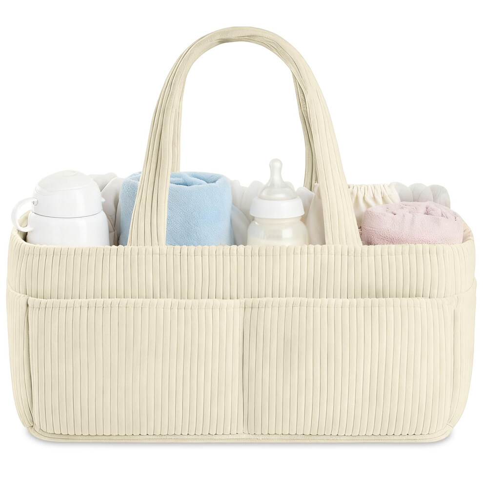 Nappy Caddy, Baby Diaper Caddy Organizer, Foldable Bag Organizer With Compartments For Mum To Be (Cream) Cream Hagot