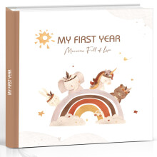 Hyggartn Baby Memory Book & Photo Album “My First Year” – First Year Keepsake for Photos & Milestones, with Stickers, 84 Pages (21  21 cm)