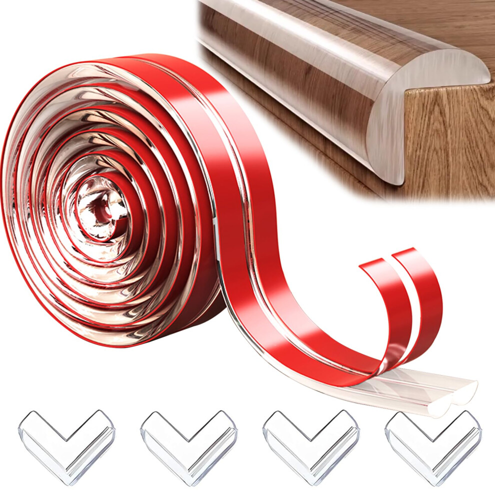 Lamiishop Corner Protectors 4Pcs & 3M Clear Edge Protector Strip, Baby Proofing Edge Prote