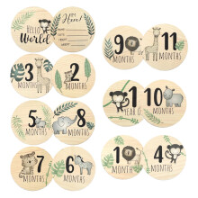 Wooden Baby Milestone Cards,7PCS Milestone Baby Cards for Newborn,Baby Monthly Milestone Cards Double-Sided 1-12 Months,New Baby Gifts for Boy or Gir