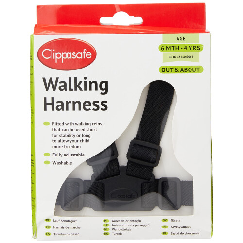 Clippasafe Walking Harness and Reins (Black)