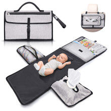 Portable and Waterproof XL Baby Changing Mat - This Nappy Changing mat is a Detachable Bag consisting of 6 Pockets Along with a Wipe Dispenser and a