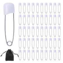 50Pcs Nappy Pins Safety Lock 2.2 Inch Plastic Diaper Pins Locking Closures