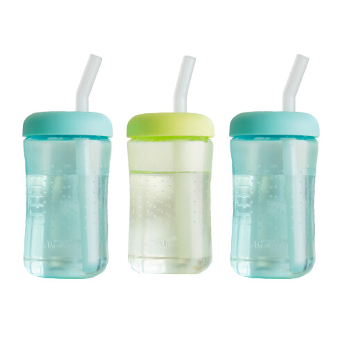 The First Years Squeeze & Sip Barnstråmuggar - Squeezy Sippy Cup med Silikonsugrör - 7 Oz - 3 Pack
