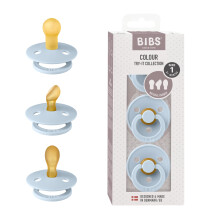 BIBS Colour Try-It Collection: 3 Soothers for Your Baby's Unique Needs, Round, Symmetrical and Anatomical Nipple. Natural Rubber Latex, 0+ Months (Pa