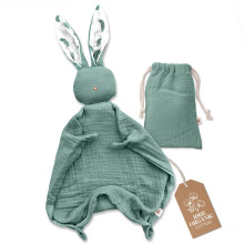 Mikito Organic Cotton Baby Muslin Lovey Bunny - Oeko-TEX & GOTS Certified - Security Blanket & Perfect Loveys for Babies - Unisex New Baby Gift for U