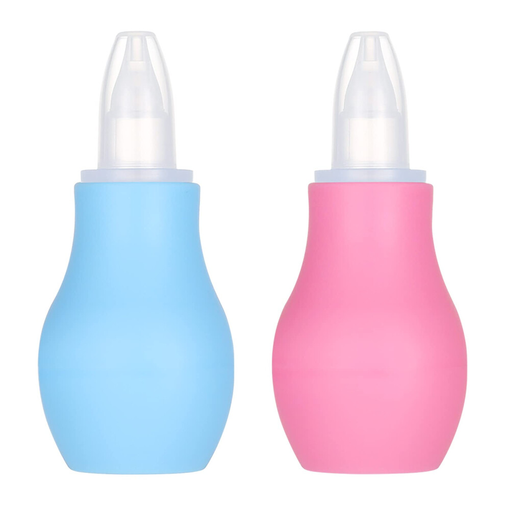 2 Packs Baby Nasal Aspirator, Baby Nose Sucker Nose Cleaner Babys Nasal Cleaner Mucus Removal For Newborns(+Blue) Pink/Blue Firtink