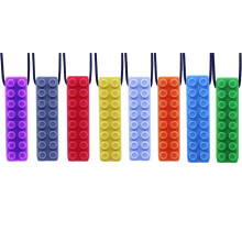 GNAWRISHING Chew Necklaces for Sensory Kids 8Pcs Brick Shape Sensory Chewy Toys for Autism Girls and Boys, ADHD Toddler, Adult