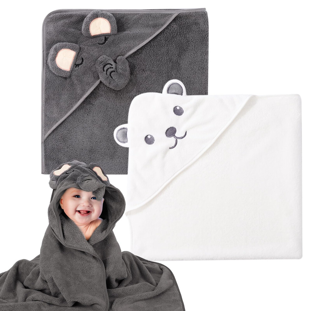 2Packs Hooded Baby Towel,Soft Bath Towel For Newborns,Infants,Toddlers,Cute Animal Hooded Towels For Girls Boys(80X80cm) Gsrenyu
