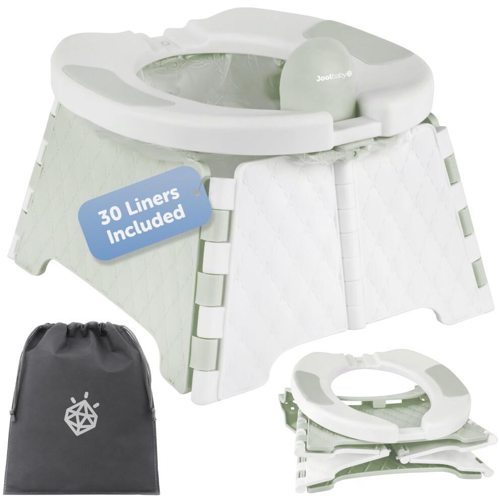 Jool Baby Products Jool Baby Portable Potty Training Chair With Travel Bag And 30 Liners, Foldable, Indoor/Outdoor Use, Camping (Sage)