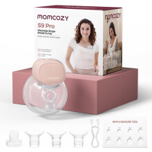 Momcozy S9 Pro Hands-Free Wearable Breast Pump, 2 Modes 9 Levels, Long Battery Life & LED Display, 24mm Portable Breastfeeding Pump, Pink, 1 Count