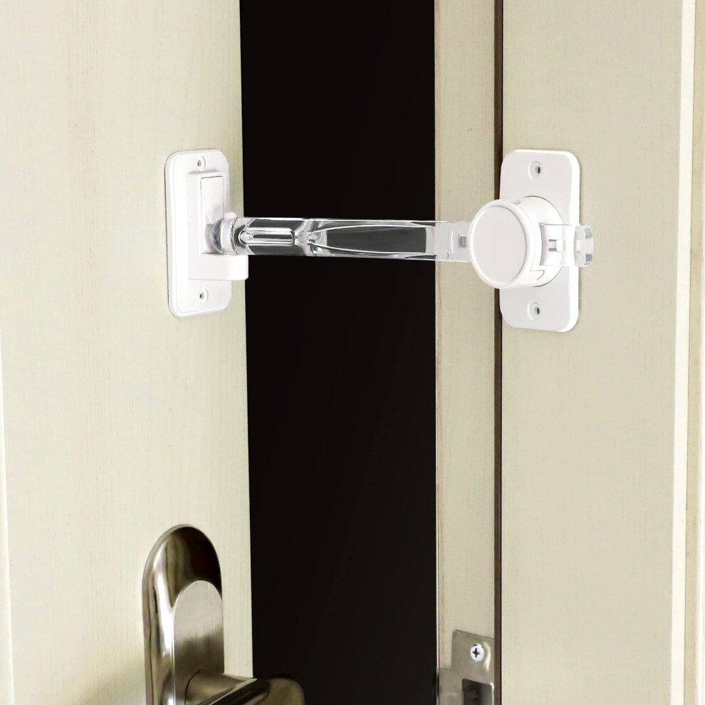 Cat Door Latch & Stopper, Adjustable Child Proof Door Lock And Pinch Guard, Let's Cats In And Keeps Dogs Out Of Litter & Food Clymene