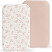 Susurration Next to Me Crib Sheets 90x50cm, 2 Pack Baby Cot Sheets, Breathable and Smooth Microfiber Bedside Crib Fitted Sheets for Baby Girls and