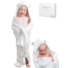 DaisyGro Luxury Hooded Towels For Kids Extra Large 90x90cm, Newborn Baby Bath Towel or Older Kids Poncho Towel, Thick Soft Absorbent Bamboo, Gift Box