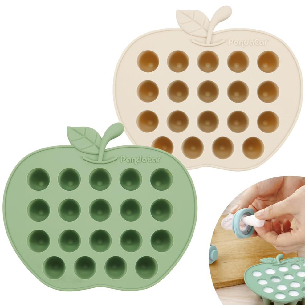 Pandaear 2 Pack Silicone Baby Food Freezer Tray, Baby Freezer Cube Trays, Weaning Trays Freezer For Baby Food Fruit Feeder, Baby Food Storage Contain