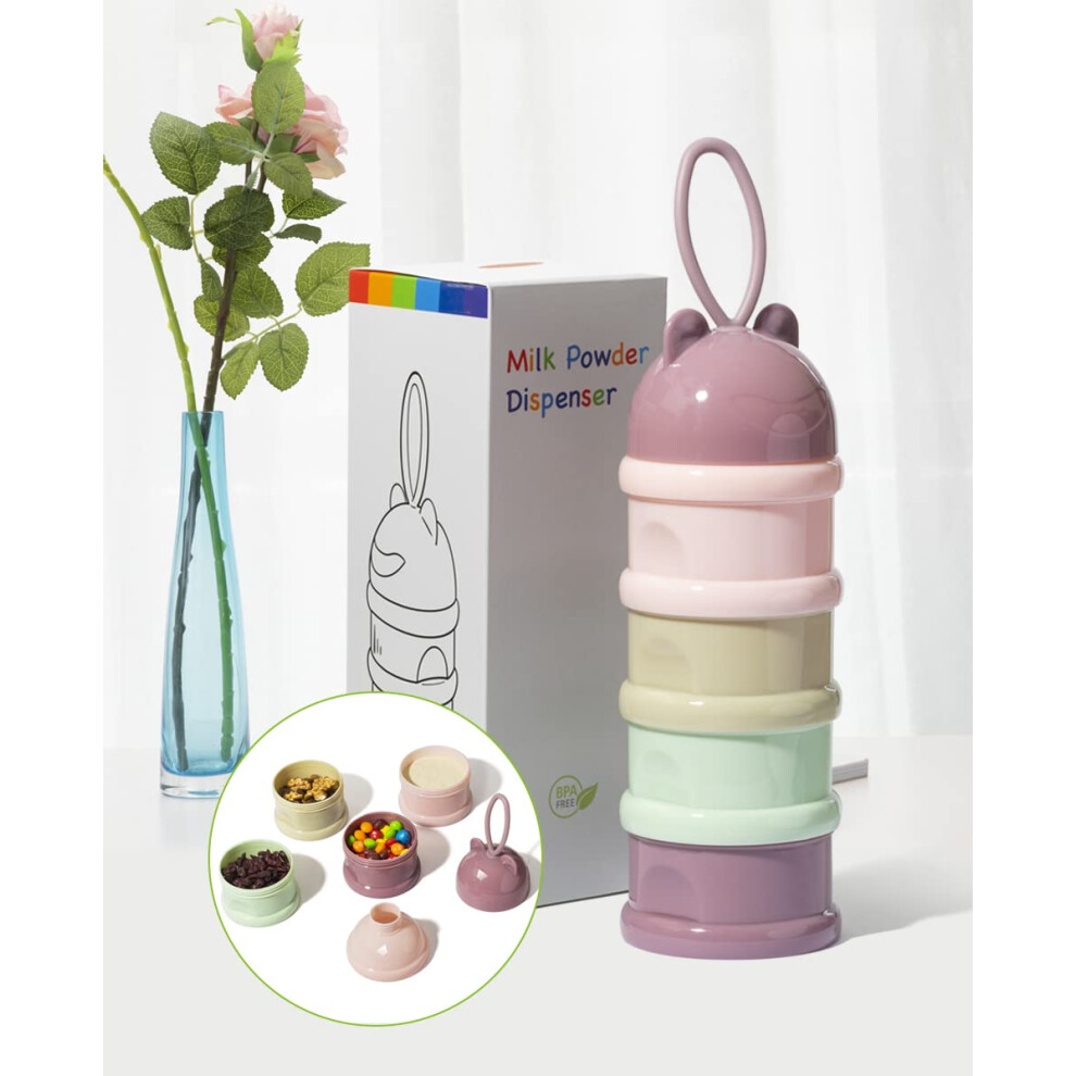 Doli Yearning Infant&Baby Milk Powder Dispenser With 4 Separate Twist-Lock Compartments,Portable With Silicone Handle Good For Travel And Outdoor Activities, Bpa F