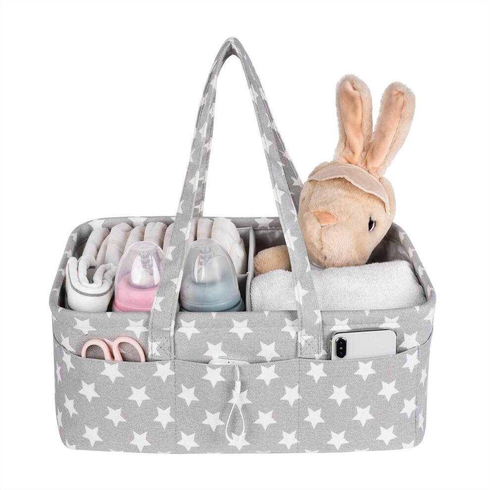 Baby Nappy Caddy - Nursery Storage Bin And Car Organizer For Diapers And Baby Wipes - Grey Comfortness