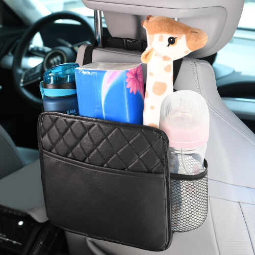 Adiwo Hanging Car Storage Bag, Waterproof Leather Back Seat