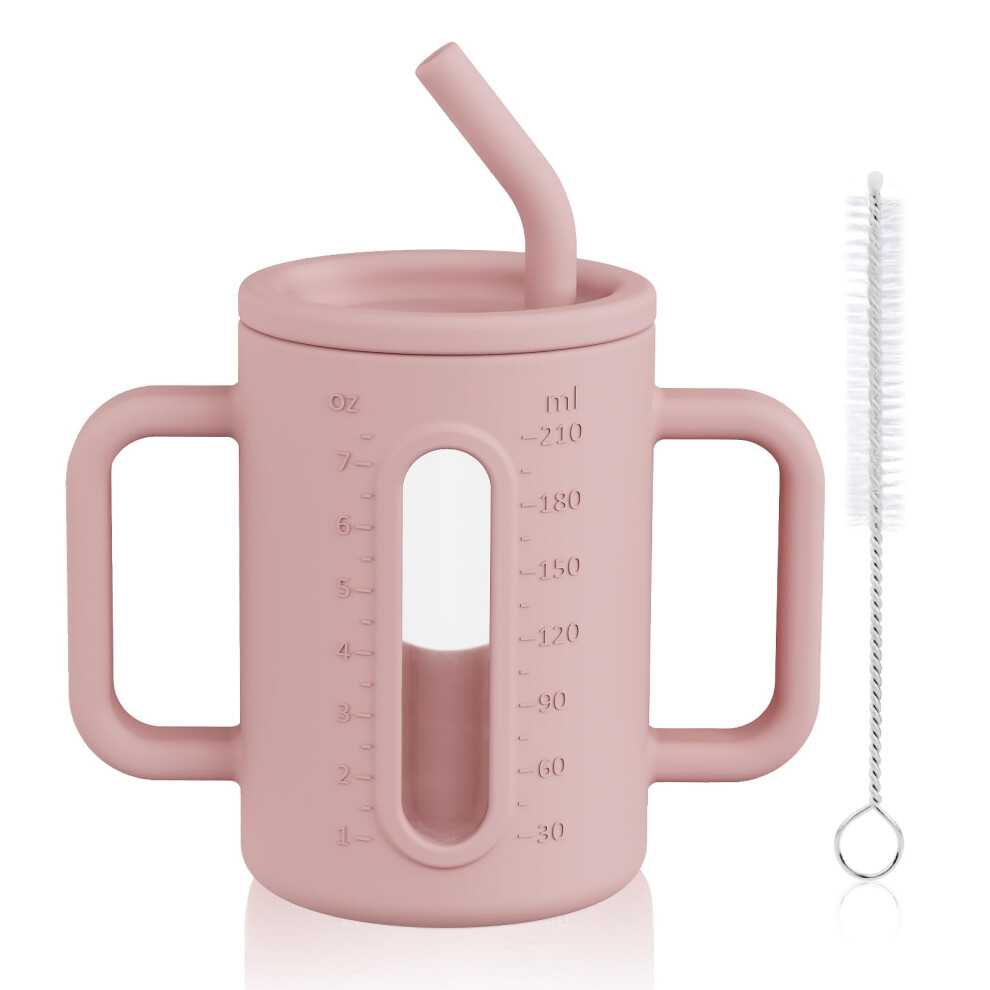 Hotut Toddler Sippy Cup, Glass Mason Jars 8 Oz With Silicone Sleeves & Silicone Straws With Stoppers, Toddler Glass Cups, Sippy Cup Ideal For Picnics