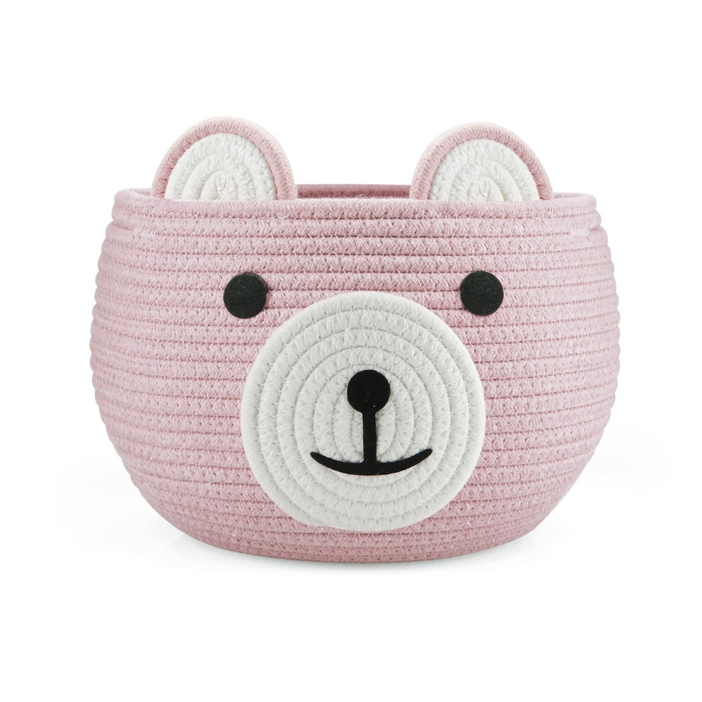 Pandaear Cotton Rope Baby Basket, Baby Gift Basket Nursery Laundry Organizer With Cute Bear Design For Storage Infant Newborn Essentials
