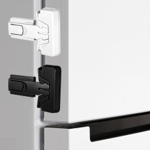 2 Pack Fridge Lock with Adhesive Freezer Latch to Keep Door Closed, Refrigerator Fridge Freezer Door Lock No Tools Required(Black, White)