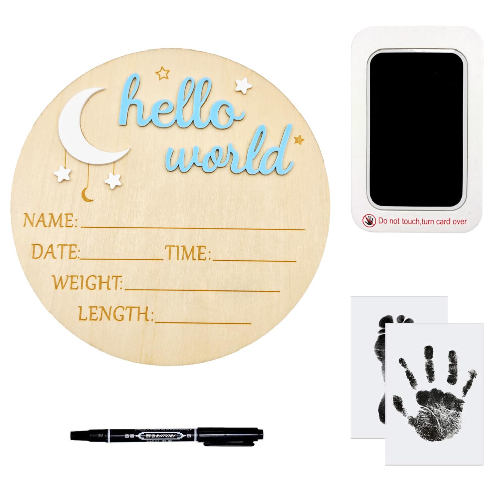Wooden Baby Announcement Sign Hello World Baby Sign Newborn Welcome Decoration - Kamhbe