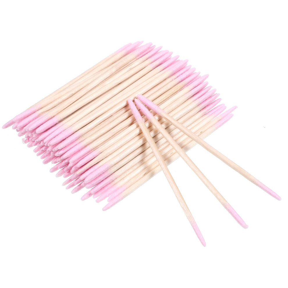 Xelsluthe 300Pcs Precision Pointed Tip Cotton Swabs, Nail Polish Remover Stick Double Head Microblading Makeup Applicators, Wood Handle Pointed Tip Cotton Swab