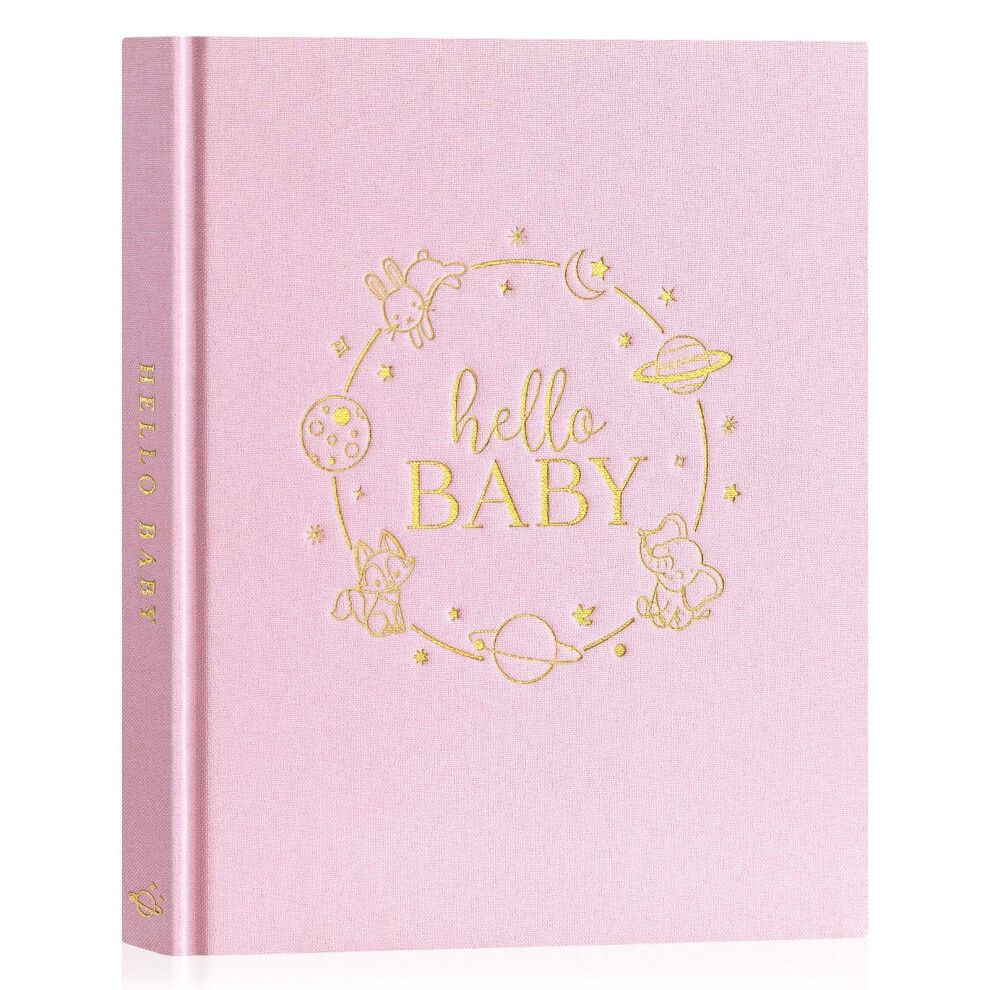 Hello Baby Memory Book - Linen Hardcover Keepsake For New Parents - Newborn To 5 Year Journal Scrapbook Photo Album Milestone Book (, 154 P Pink Lanpn