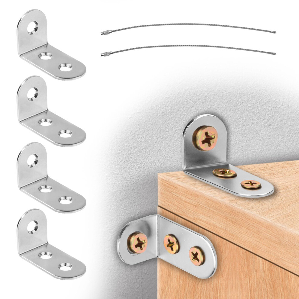 2 Sets Furniture Anchors, Anti-Tip Furniture Anchors Stainless Steel Furniture Wall Anchor Falling Prevention Furniture Anchors For Baby Proofing Lasuroa