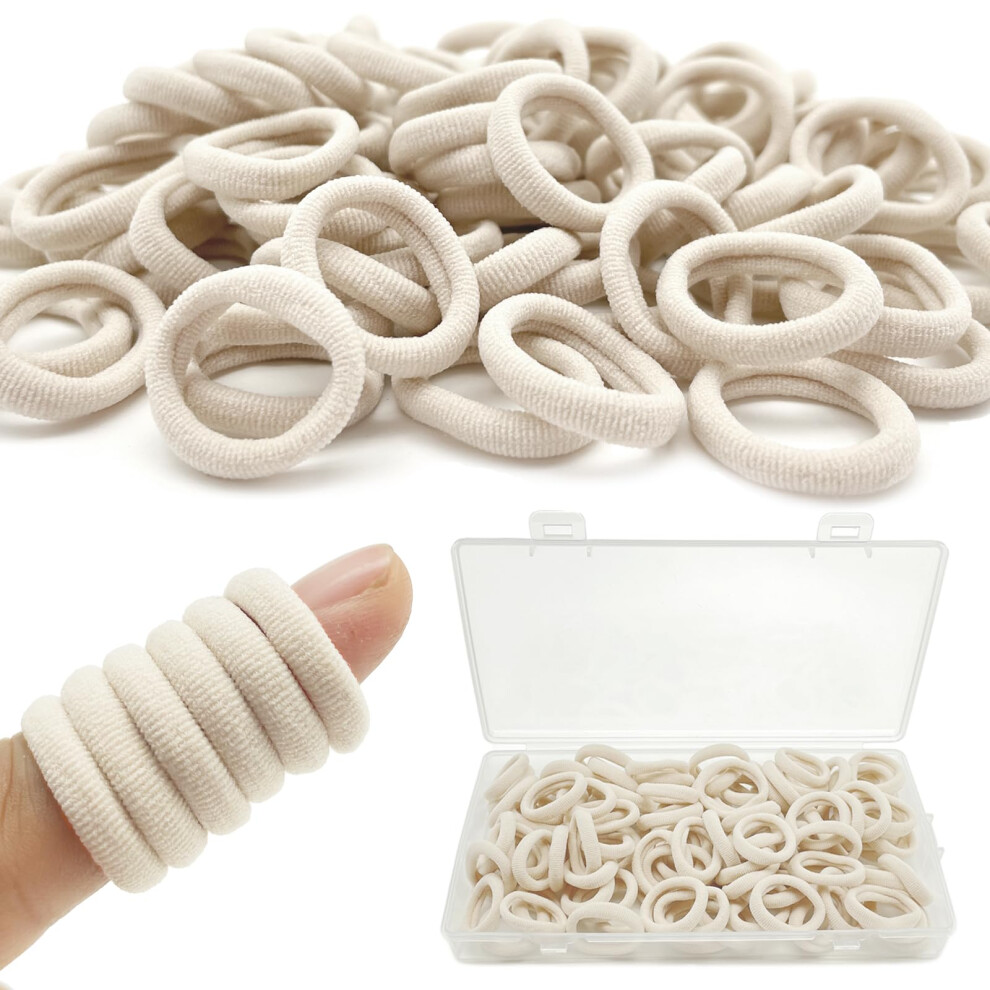 Llyjoye 100 Small Baby Hair Bands, Seamless Toddler Hair Bobbles, Mini Elastic Hair Ties
