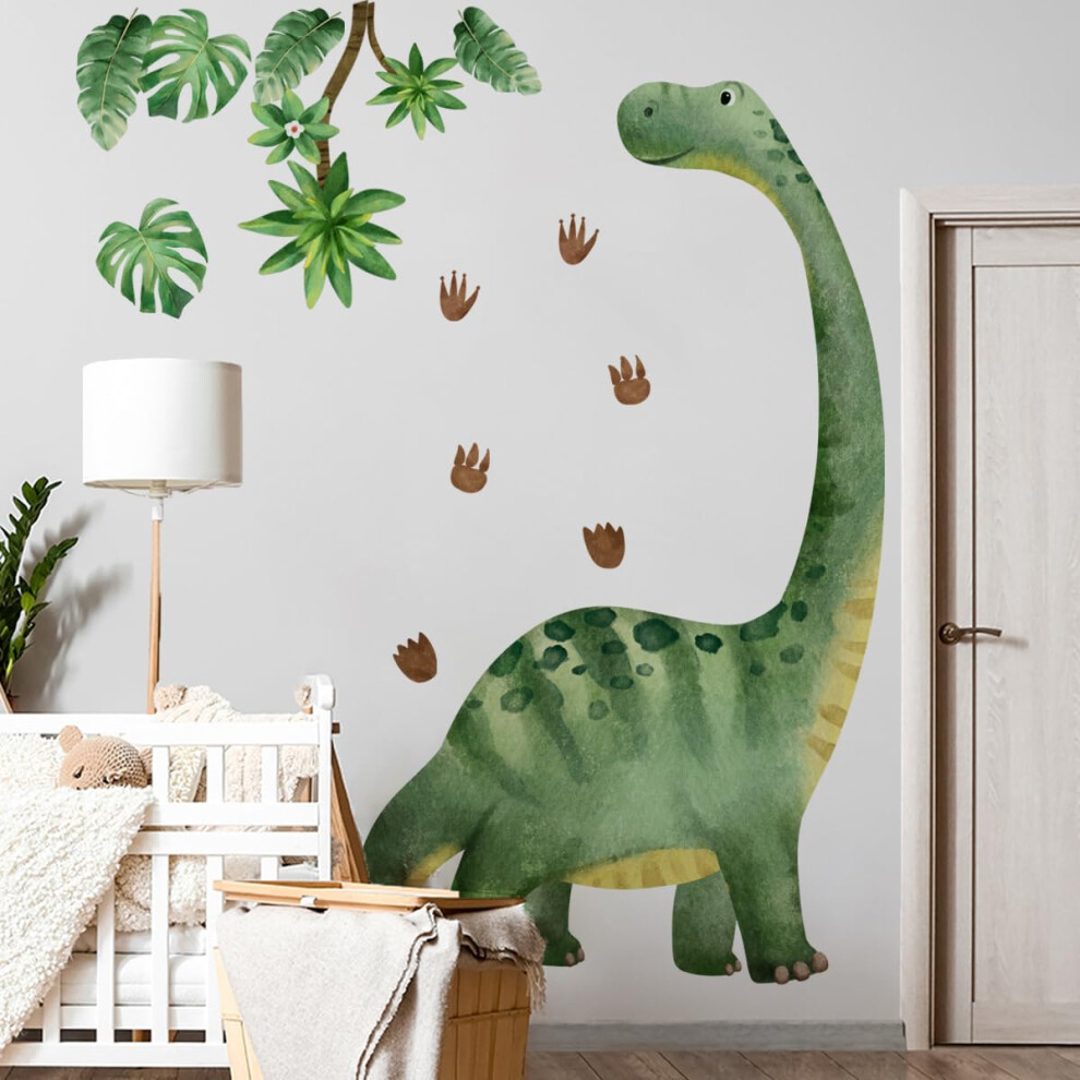 Large Dinosaur Wall Decals Watercolor Dino Footprint Neutral Wall Stickers Baby Nursery Kids Boys Toddler Classroom Home Decor Runtoo