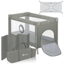 lionelo STEFI 2-in-1 Travel Cot & Baby zone Portable Baby Bed for Newborns and Toddlers 0-36 kg with Mattress, Side Entry, Breathable Mesh, LockGuard