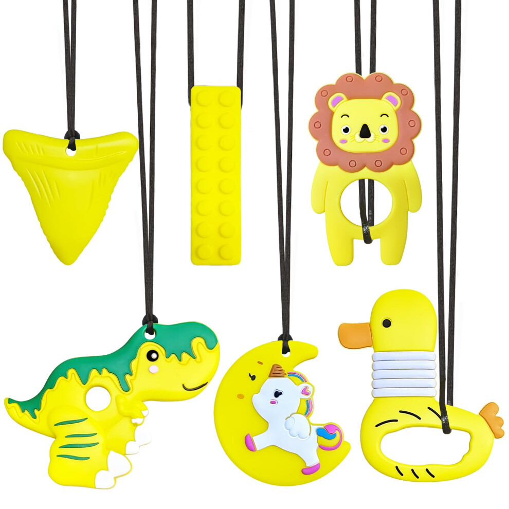6Pcs Sensory Chew Necklace, Biting Toys For Autistic Kids,Chewy Necklace Value Pack,Teether Toys For Children With Autism, Adhd,Safe, Durable Nhcuijun