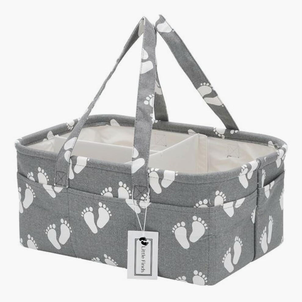 Little Finds Portable Nappy Caddy Organiser, Cotton Diaper Changing Basket,Baby Nursery Essentials Organiser
