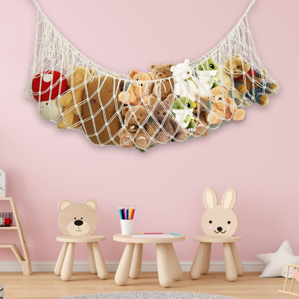 Toy Hammock For Stuffed Animals Storage, Extra Large 56'' Long Hammock Tassel Design Soft Toy Net Wall Corner Bed End Hanging Organizer Holder For Ki Shaojian