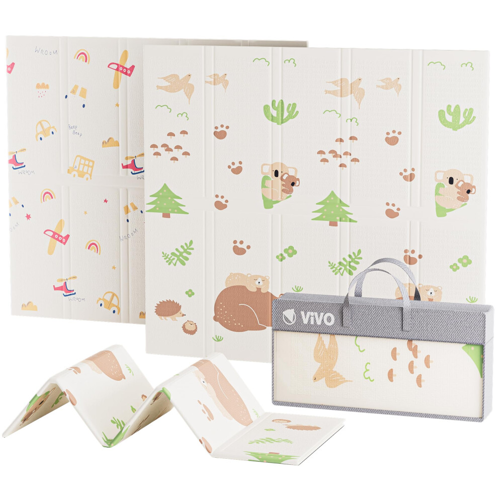 Vivo Technologies Baby Play Mat, Large Reversible & Foldable Waterproof Foam Playmat 200X180cm, Do