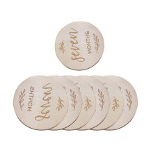 DAJING 7 Pcs Wooden Baby Milestone Cards | Double-Sided Monthly Signs | Hello World Baby Sign | Newborn Infants 0-12 Months | Growth Recording Gift S