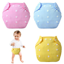 3Pcs Reusable Swim Nappy for Babies, Washable Swim Nappies, Adjustable, Fit for 0-3 Years (Blue, Pink, Yellow)