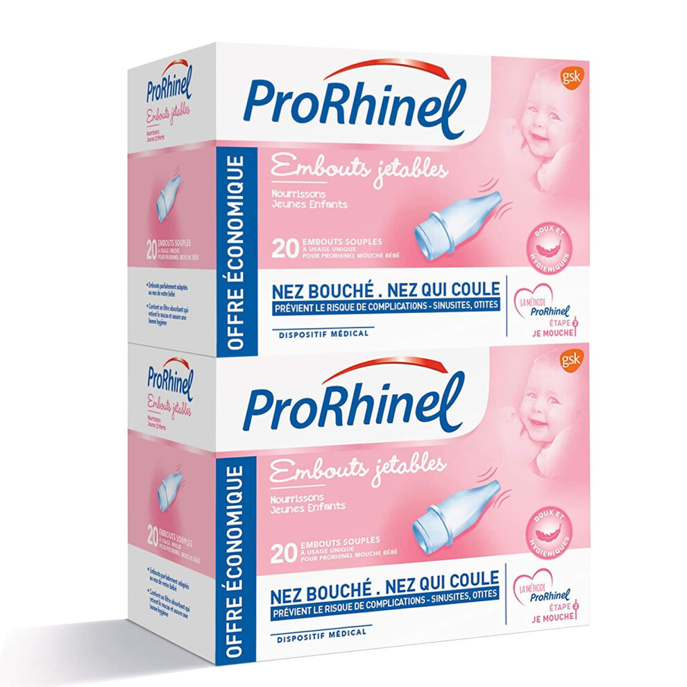 Disposable Manual Baby Fly Tips For Stuffy Nose And Runny Nose, Soft Hygienic, Made In France, 20 Soft Tips – Pack Of 2 Prorhinel