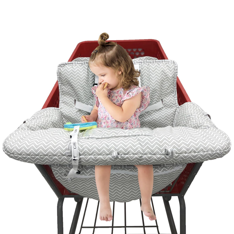 Shopping Cart Cover For Baby, 2-In-1 Grocery Cart Cover & Baby Highchair Cover For Infant, Toddler - Grey Pandaear
