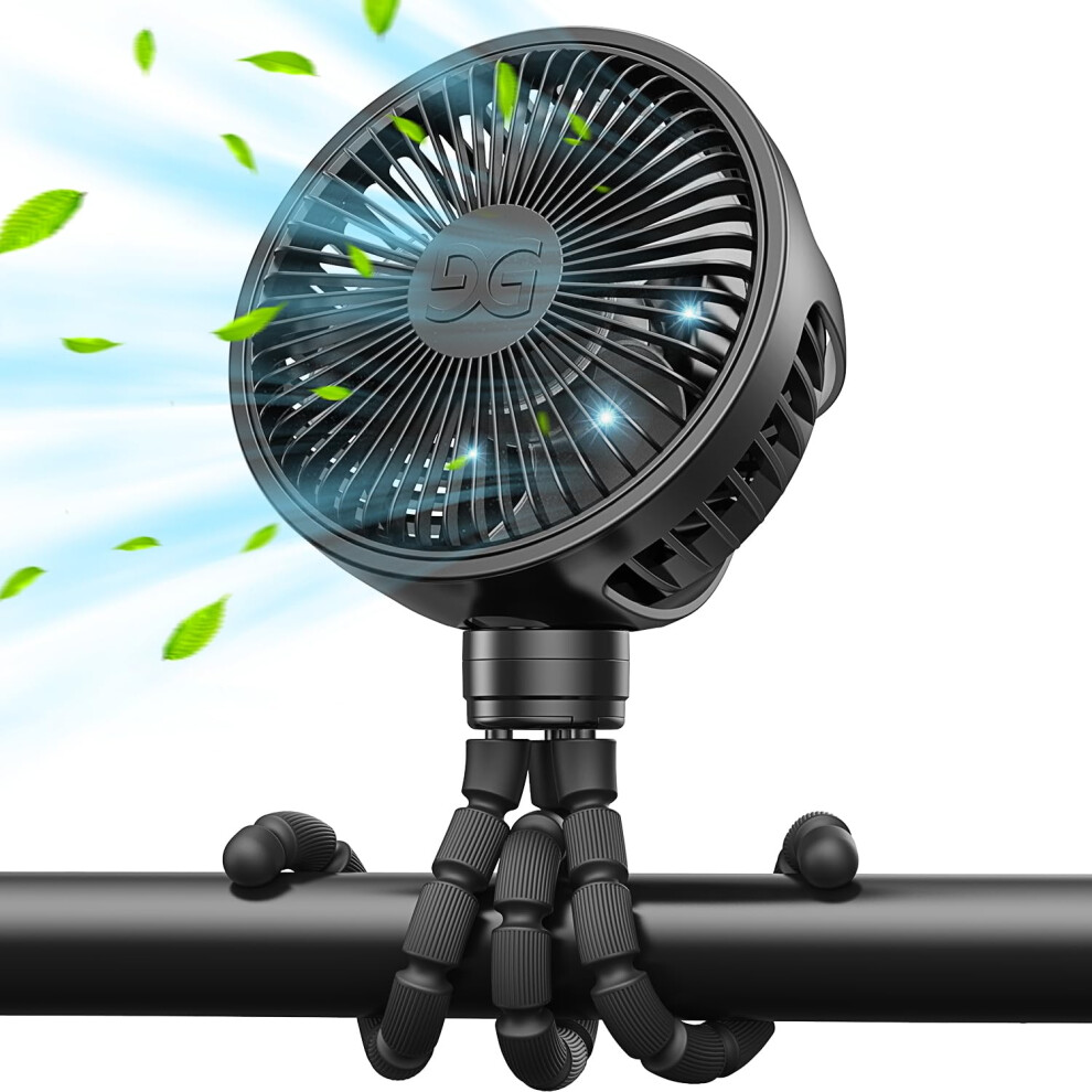 Large Stroller Fan Clip On For Baby, Flexible Tripod & Battery Powered Pram Fan, Portable Handheld Fan For Bedroom, Car Seat, Travel, Camping Gusgu