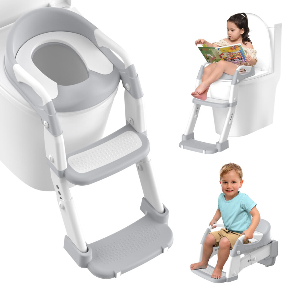Potty Training Toilet Seat, Upgrade 3 In 1 Toddler Toilet Seat And Steps Stool For Boys Girls, Non-Slip Splash Guard Kidstoilet Seat With Ladder, Adj Jabaka Circle