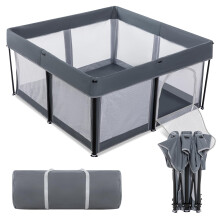 Lexixi Ibao Foldable Baby Playpen, 50"50" Extra Large Collapsible Playpen for Babies and Toddlers, Indoor Outdoor Activity Center with Fence, Grey