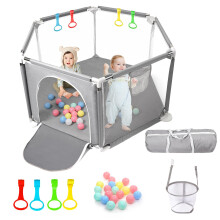 CHOLY Baby Playpen for Baby and Toddlers, Sturdy Six Sides Play Pen with Breathable Mesh, Kids Activity Play Fence for Indoor Outdoor with Travel Bag
