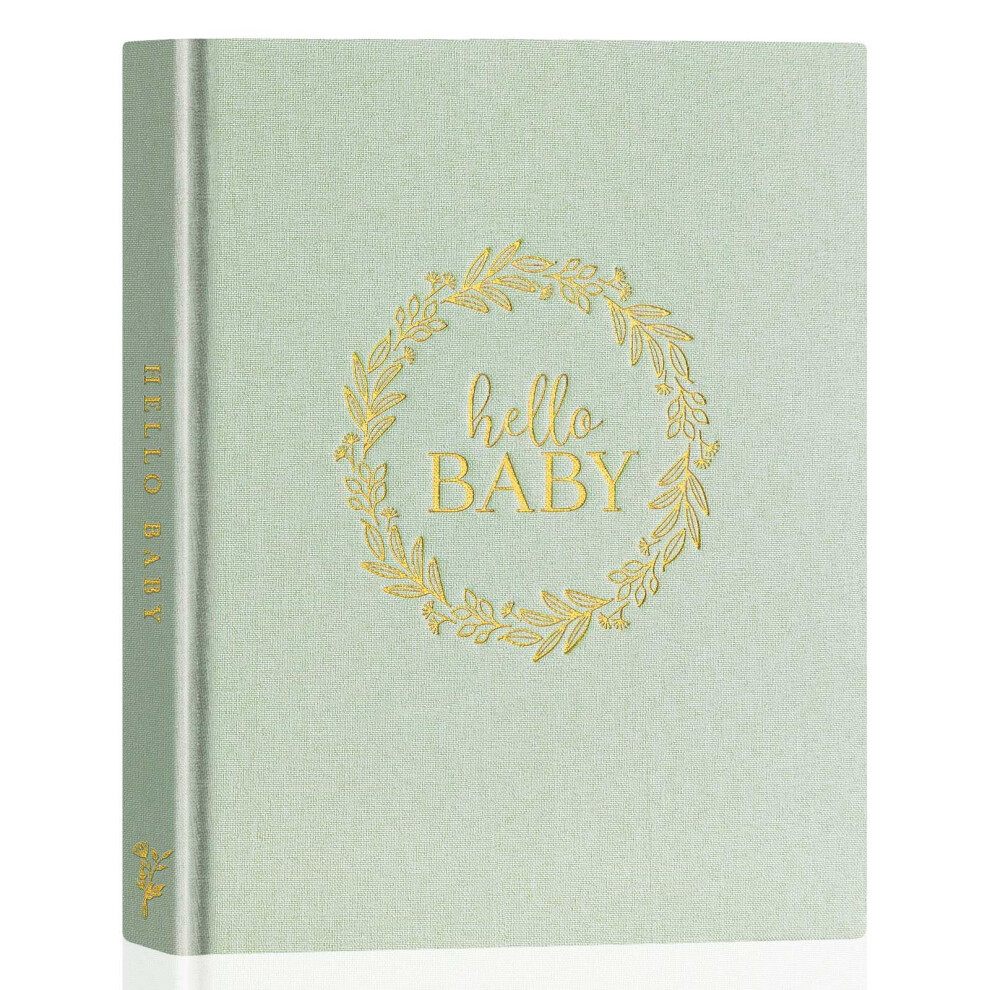Lanpn Hello Baby Memory Book For Boy Or Girl - Linen Cover First 5 Year Journal Scrapbook Photo Album - Newborn Milestone Keepsake For New Parents