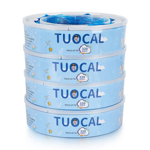 Tuocal Nappy Bin Refill Cassettes, 4 Pack Refill Cassettes with Nappy