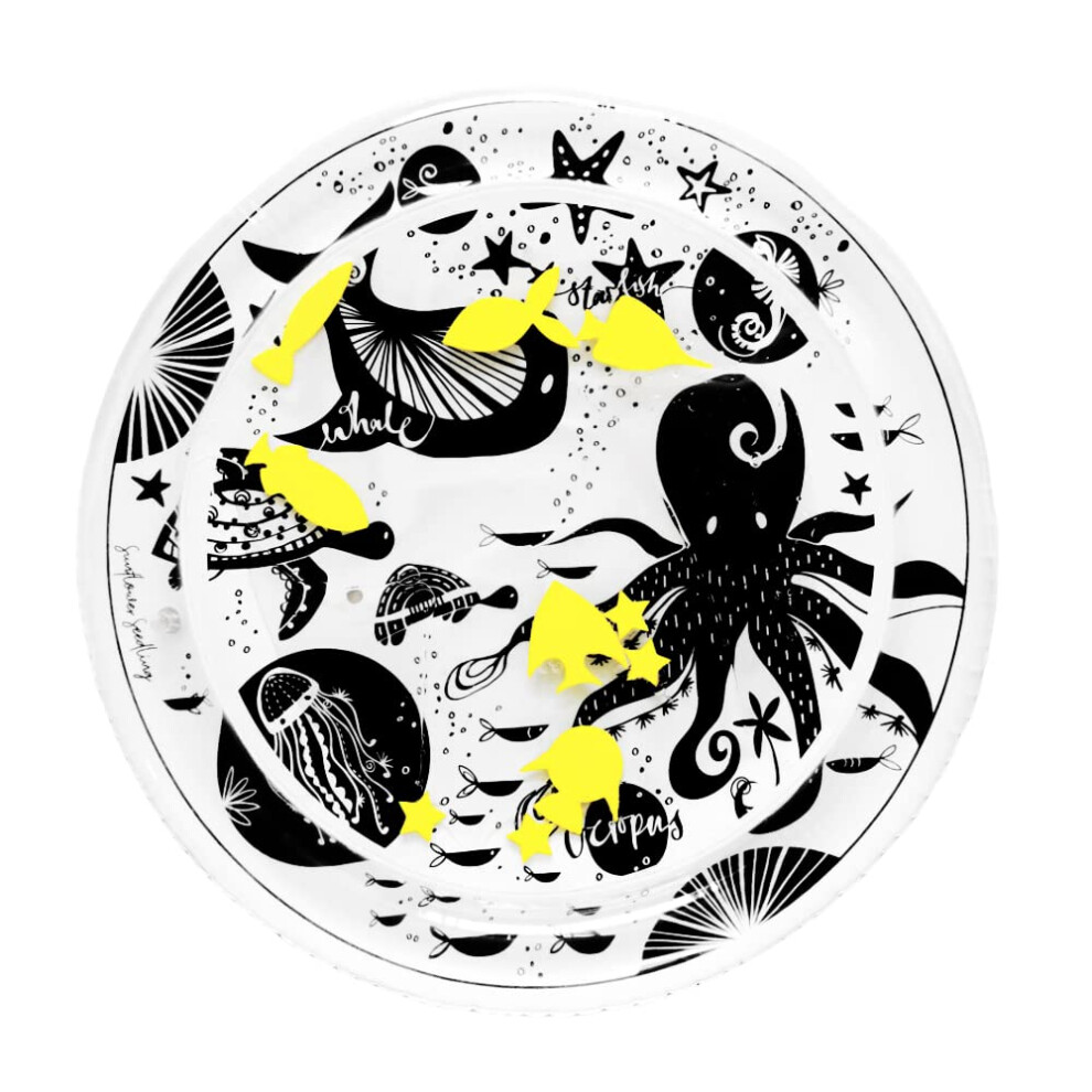 While And Wonder Black/White Tummy Time Water Play Mat - Baby Sensory Toy 0-6-12 Months - And Water Mat For Babies (Wonders Of The Sea)