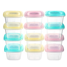PandaEar Baby Food Snack Plastic Storage Container with Lids, 12 Pack Set BPA Free Freezer & Dishwasher Safe for Kids